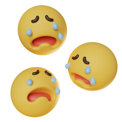 sad sobbing face emoticon 3D graphic