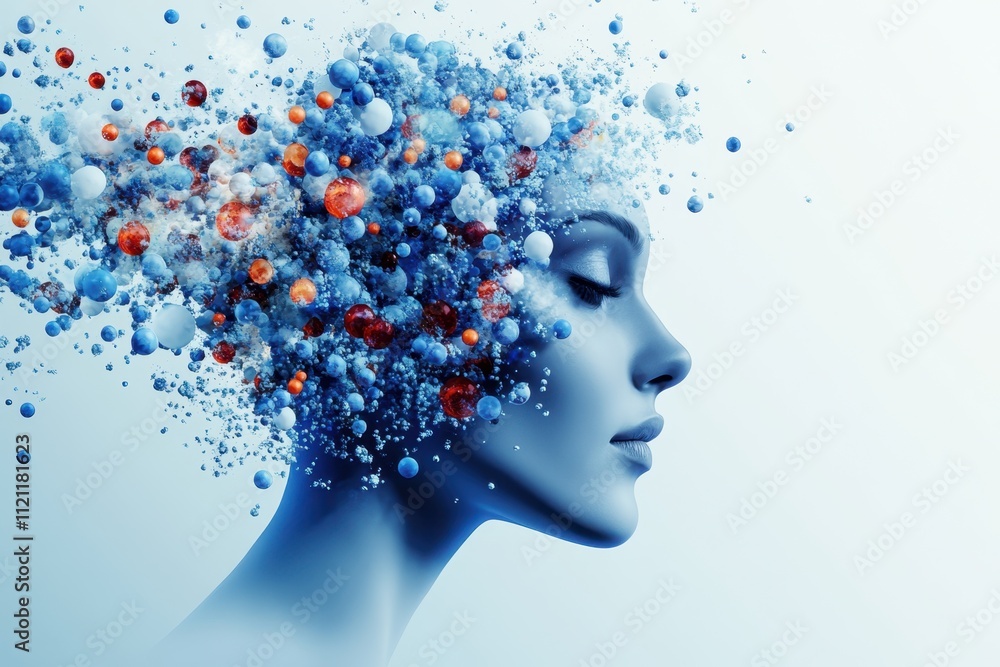 Poster Creative representation of a profile blending human features with abstract elements