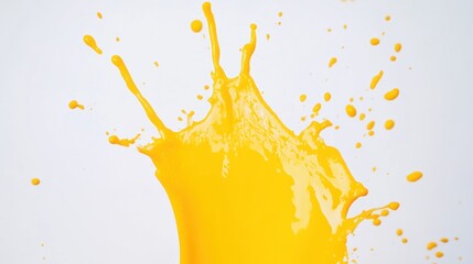 Bright Yellow Paint Splash against Clean White Background