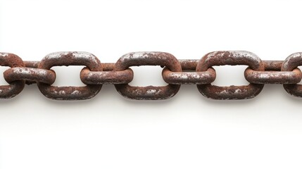Rusty Metal Chain Isolated on White Background for Industrial Use