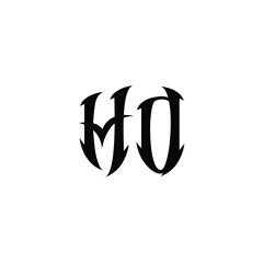 HO monogram logo design letter text name symbol monochrome logotype alphabet character simple logo