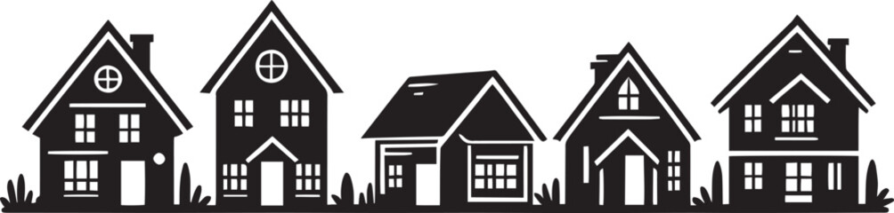 Houses landscape silhouette vector illustration isolated on a white background