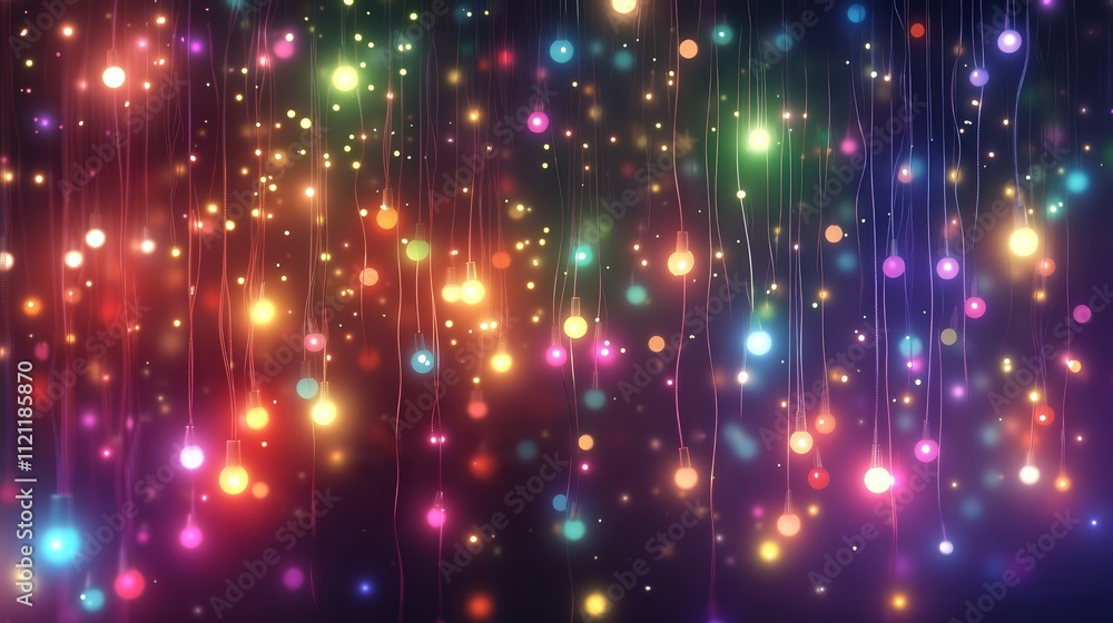 Poster a festive background featuring a dazzling array of colorful christmas lights. strings of bright ligh