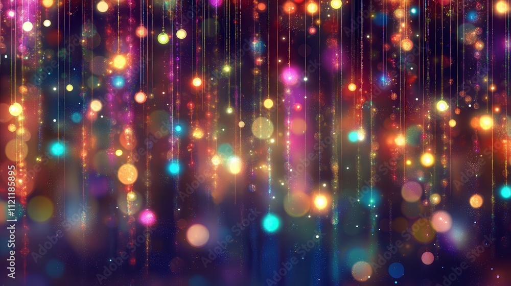Poster a festive background featuring a dazzling array of colorful christmas lights. strings of bright ligh