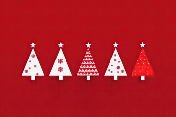 modern minimalistic christmas graphic christmas trees clean red and white