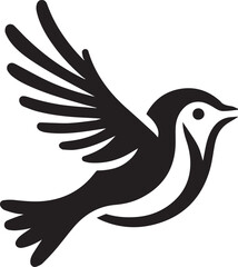 Obraz premium Minimalist black and white bird vector design perfect for logos, illustrations, and creative projects. Clean lines and simple design make it versatile for various digital and print applications.