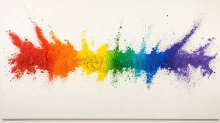 Fototapeta premium Colorful Rainbow Powder Explosion on White Background Art