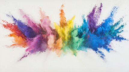 Fototapeta premium Vibrant Explosion of Colorful Powder on White Background