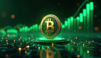 Digital Technology Bitcoin Symbol Bullish market trend