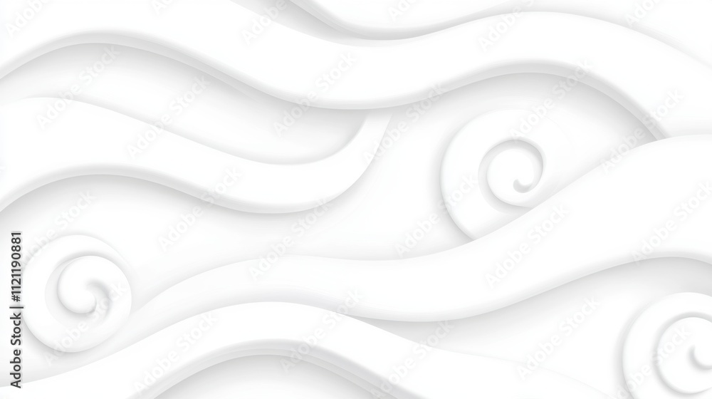 Poster elegant white waves background with swirling patterns and texture
