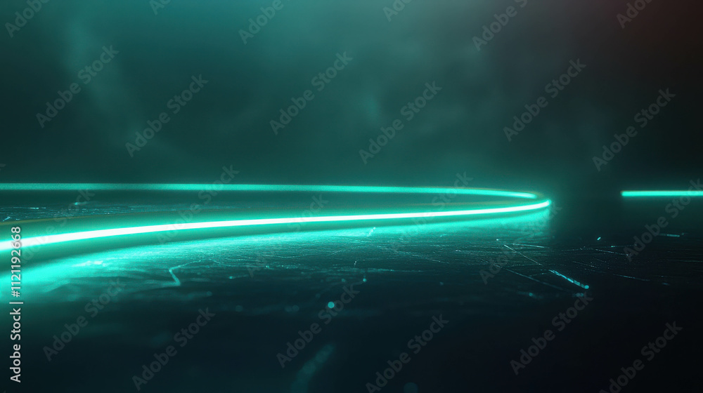 Aufkleber ethereal light trail on dark background with misty atmosphere and luminescent effect