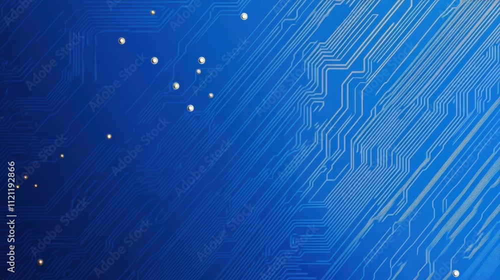Poster abstract technology background with circuit patterns and bright dots