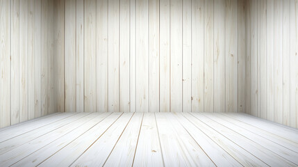 Bright and Clean Empty Interior Room with White Wooden Walls