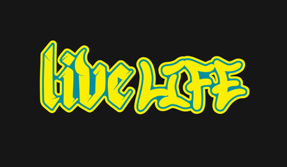 live life lightning urban streetwear typography design. and trendy poster typography design on black background