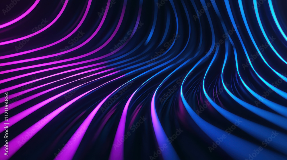 Poster colorful wavy lines in purple and blue creating an abstract background effect