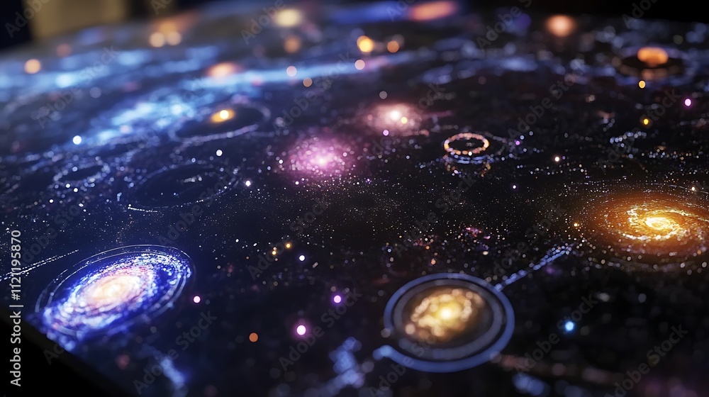 Poster a holographic map of the universe with different galaxies highlighted