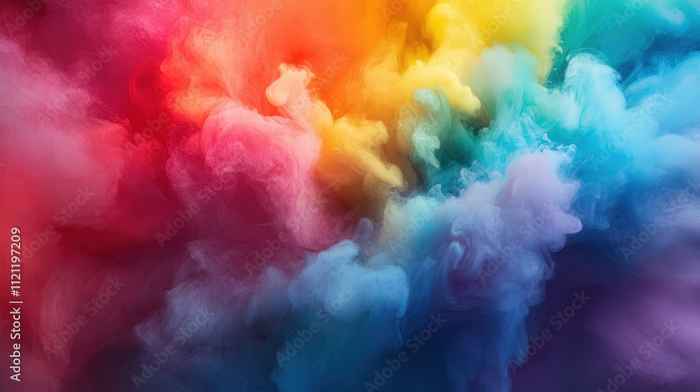 Poster the watercolor stains on the board create a soft, textured pattern, with vibrant colors blending int