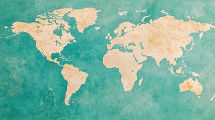 Global map illustration world overview wall art textured background aesthetic perspective geography concept for decor