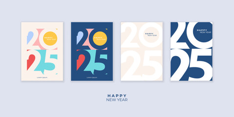 Cover design of 2025 happy new year. Strong typography. Colorful and easy to remember. Happy new year 2025 design poster.