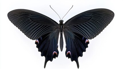 Elegant Black Butterfly with Open Wings Displaying Unique Patterns