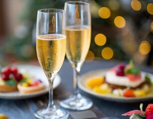 Elegant Champagne Pairings Captured in Festive Food and Drink Photography