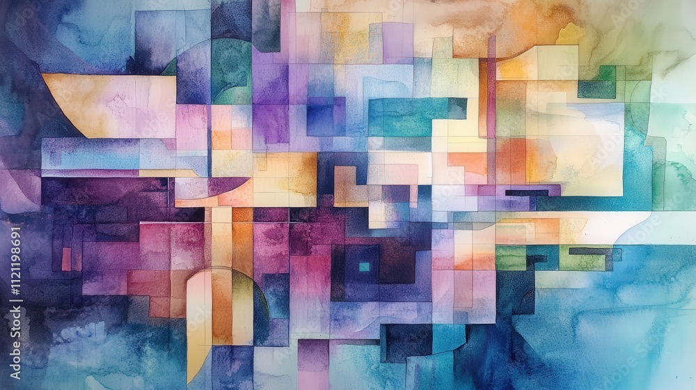 Poster watercolor stains on the board form abstract shapes and layers of colors, creating a beautiful displ