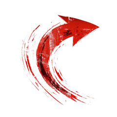 【グランジデザイン】力強い上昇矢印の手描きアート｜モノクロで表現するダイナミックなブラシストローク｜抽象的でアーティスティックな方向性のグラフィック｜クリエイティブな書道風デザイン要素【モダンイラスト・デジタルアート】