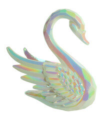 Beautiful swan decoration ornament with color gradients isolated on white background. Lovely items decor concept