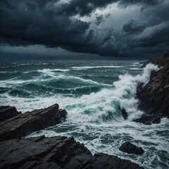Obraz premium A glacial river with chunks of ice floating under a bright sky.A glacial river with chunks of ice floating under a bright sky.