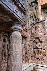 Esquisite Architecture at Ajanta caves near Aurangabad India. These are 30 rock-cut Buddhist cave monuments dating from the second century BCE to about 480 CE.