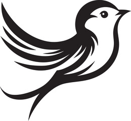 Obraz premium Minimalist black and white bird vector design perfect for logos, illustrations, and creative projects. Clean lines and simple design make it versatile for various digital and print applications.