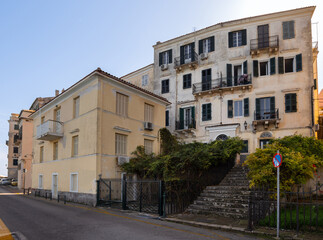 Fototapeta premium The narrow streets of the Old Town of Kerkyra on the island of Corfu in Greece