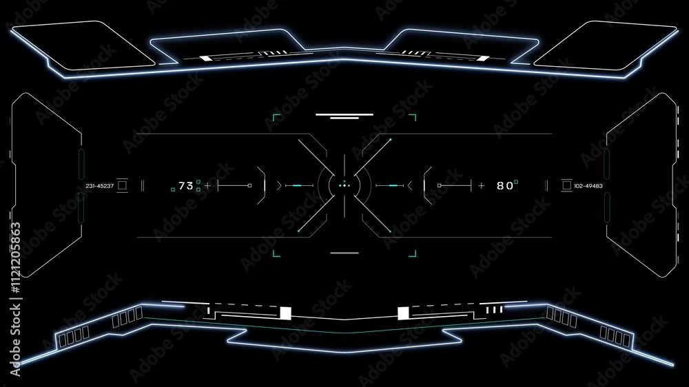 Aufkleber HUD scifi futuristic element digital display control panel 4K motion . Abstract screen dynamic interface programming code data simulation 4K motion.