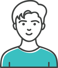 Fototapeta premium Young man line icon, human portrait vector graphics, a linear pattern on a white background, eps 10.