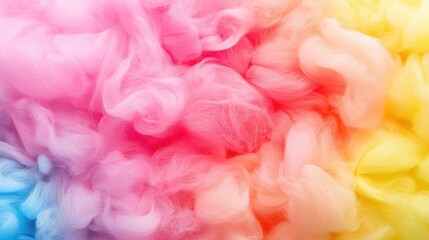 Fototapeta premium Vibrant and colorful swirl of cotton candy, resembling a fluffy, rainbow-hued cloud