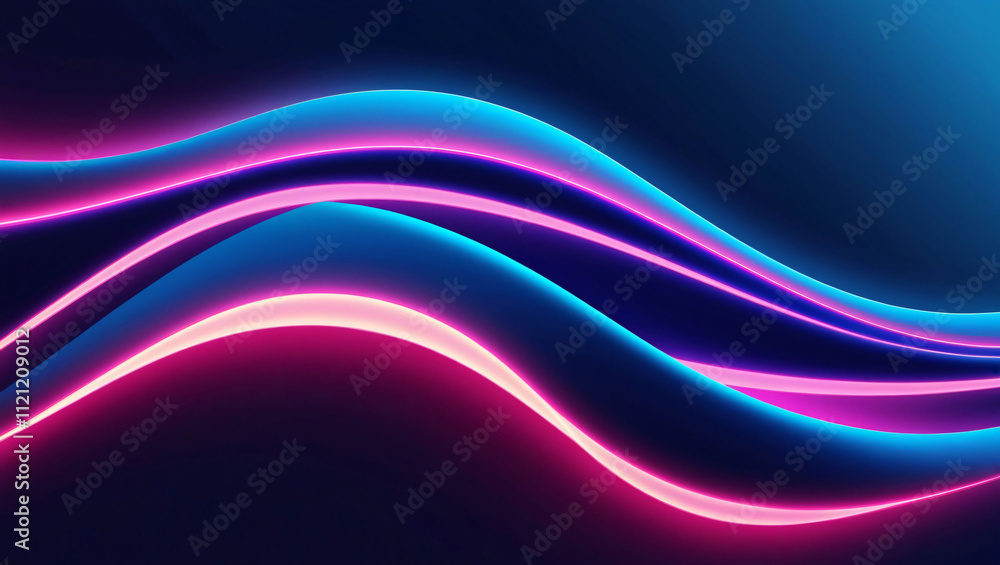 Poster colorful neon lines flowing over a dark background create a vibrant visual representation of waves a