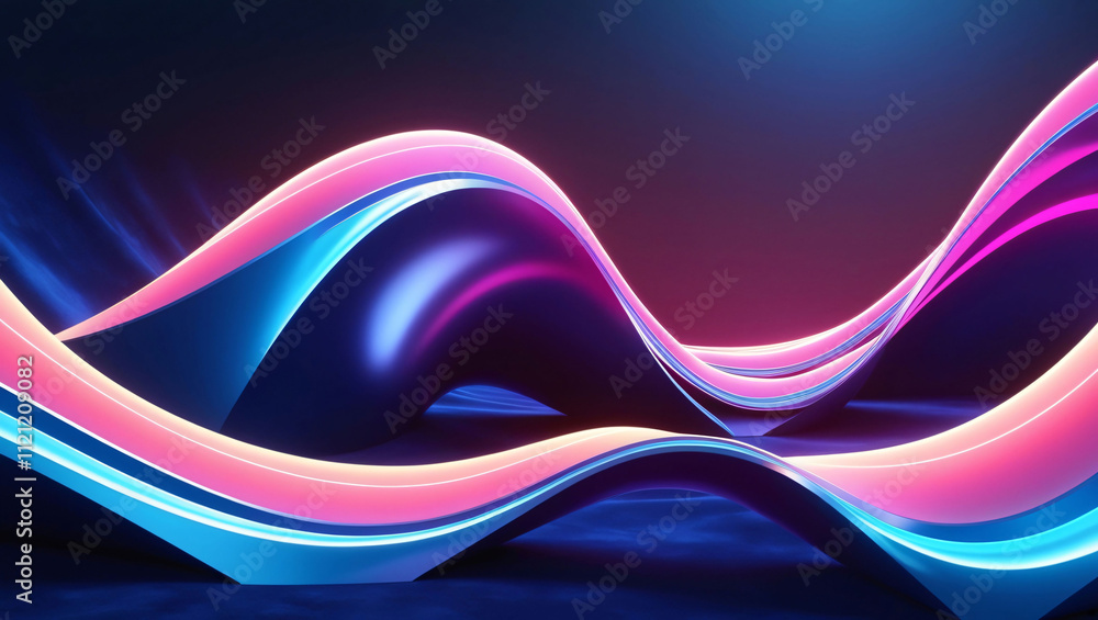 Aufkleber colorful neon lines flowing over a dark background create a vibrant visual representation of waves a