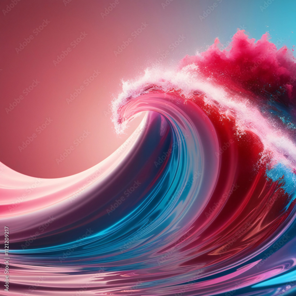 Poster dynamic wave of vibrant colors showcases movement and fluidity in abstract art composition