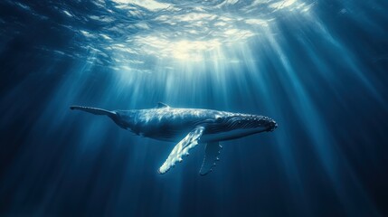 Fototapeta premium Humpback whale in ocean