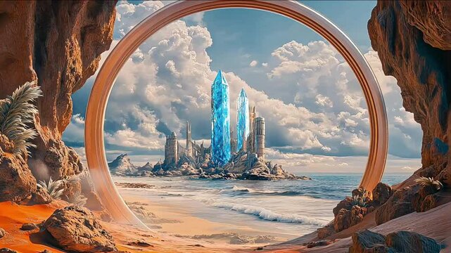 Futuristic Glass Pyramid in a Deser