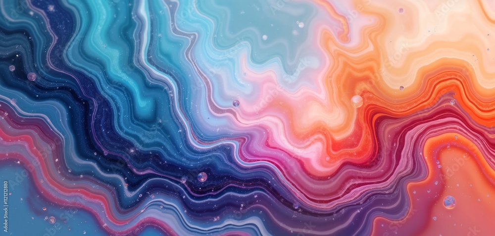 Aufkleber Abstract holographic marble design with vibrant colors. Fluid wavy pattern creates dynamic effect. Colorful texture resembles liquid flowing. Trendy colors, abstract shapes suitable for fashion