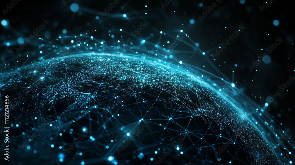 Poster internet connection world map with neon light effects, internet, business, technology and network co