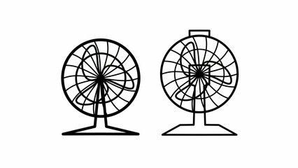 Fans outline Vector illustration isolated on white 