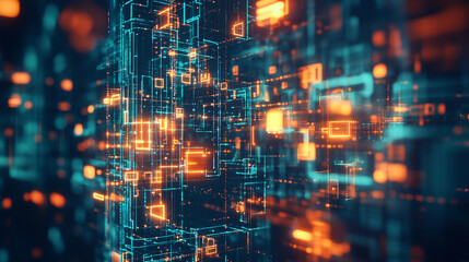 Obraz premium Internet connection world map with neon light effects, Internet, business, technology and network concept background with glowing effects, Advanced data visualization applied to technological design.