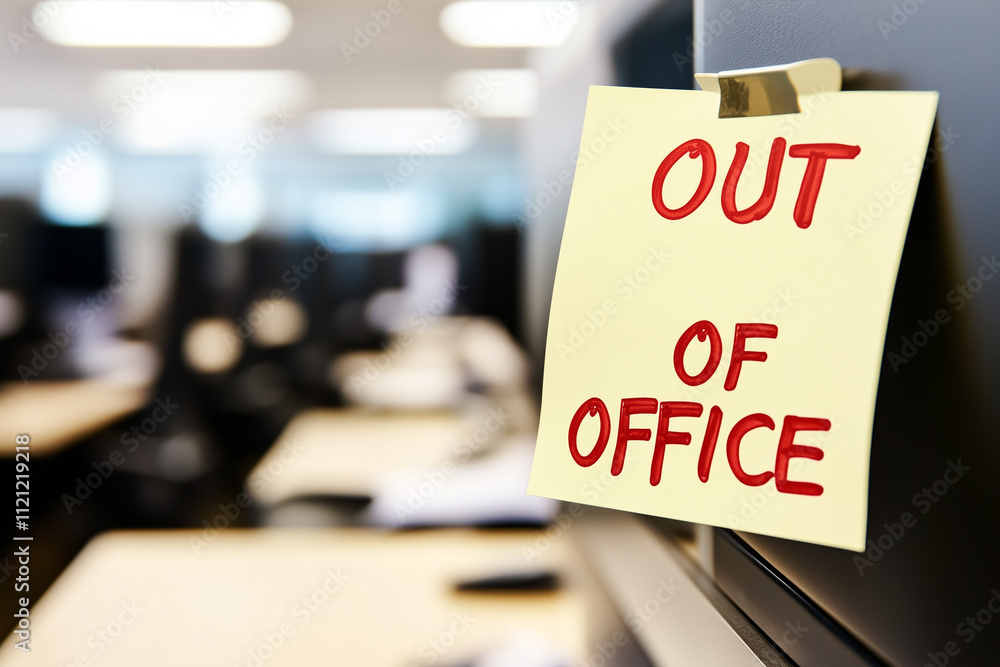 Poster a modern office desk with a sticky note on a desk 
