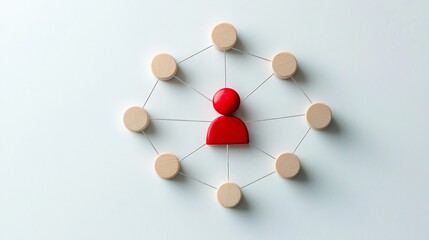 Obraz premium A central figure connected to others, symbolizing networking and collaboration.
