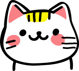 Cute Smiling Maneki Neko Cat Illustration with Pink Cheeks and Yellow Details