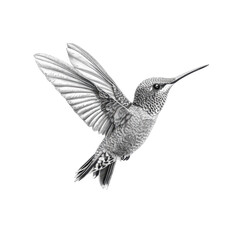 Obraz premium Detailed Sketch of a Hummingbird in Flight Capturing the Beauty of Nature's Design