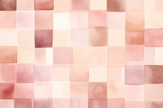 watercolor pink and brown squares pattern wallpaper
