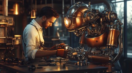 Naklejka premium welder working in the factory